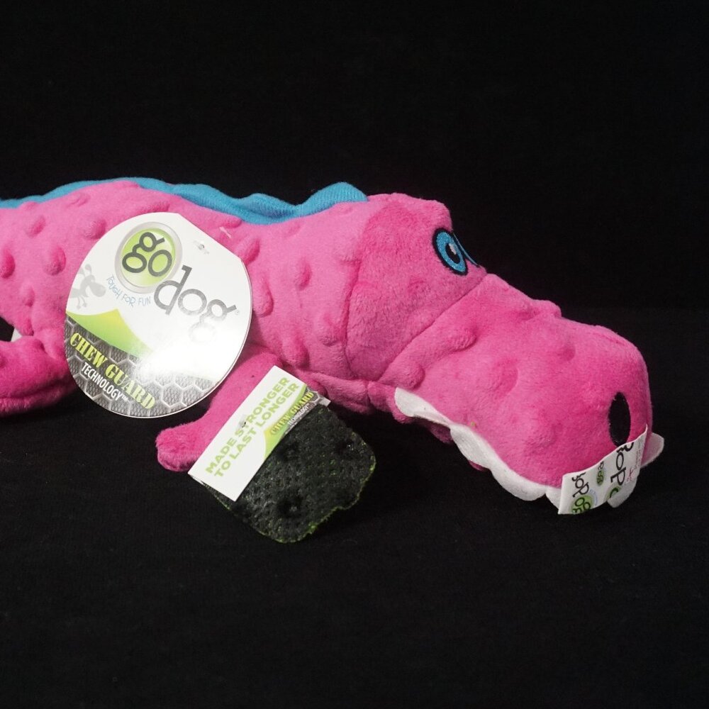 GoDog Large Pink Gator with Chew Guard Dog Toy